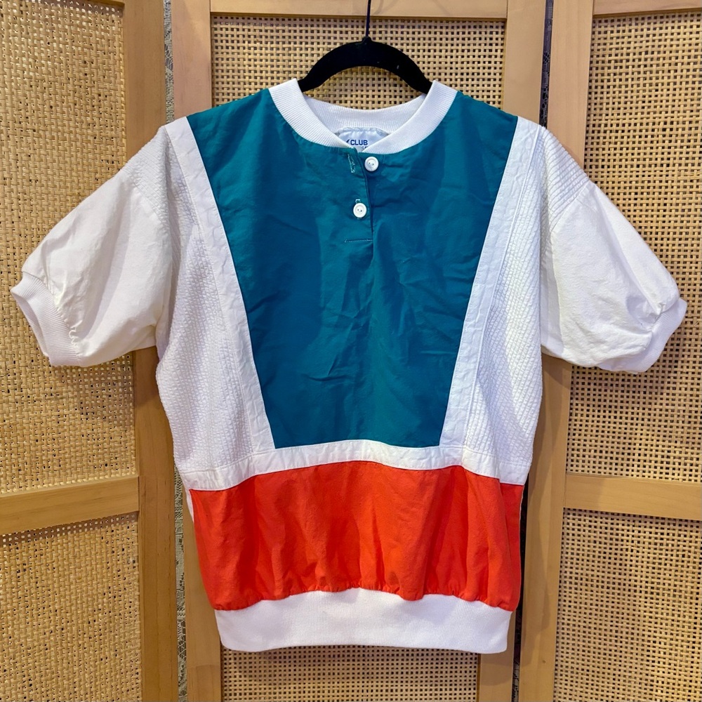 Club Newport Vintage 1980s Preppy Color Blocked Polo Shirt Size Medium